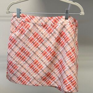 Coral Bay Pink Plaid Mini Skirt